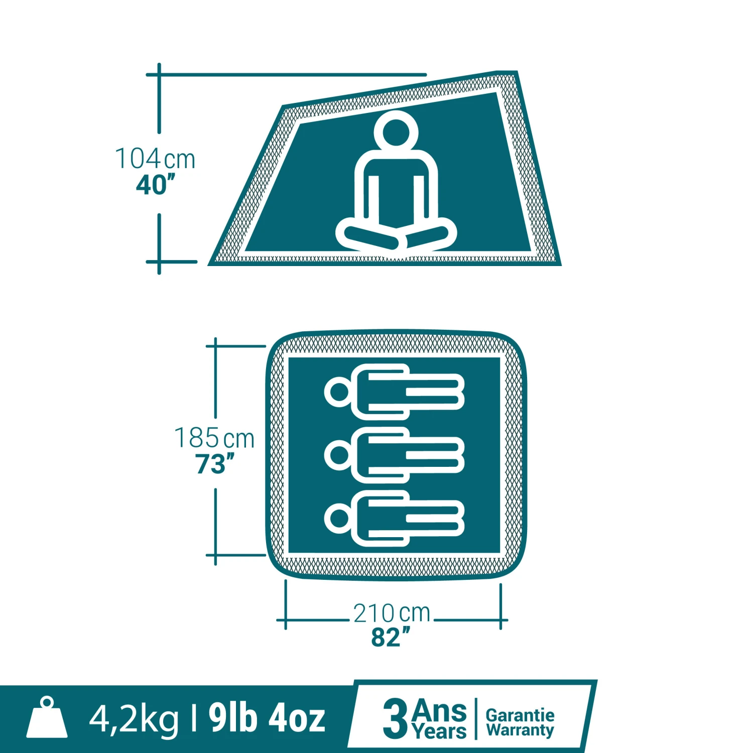 Quechua 3 Man Pop-Up Blackout Tent - Image 2