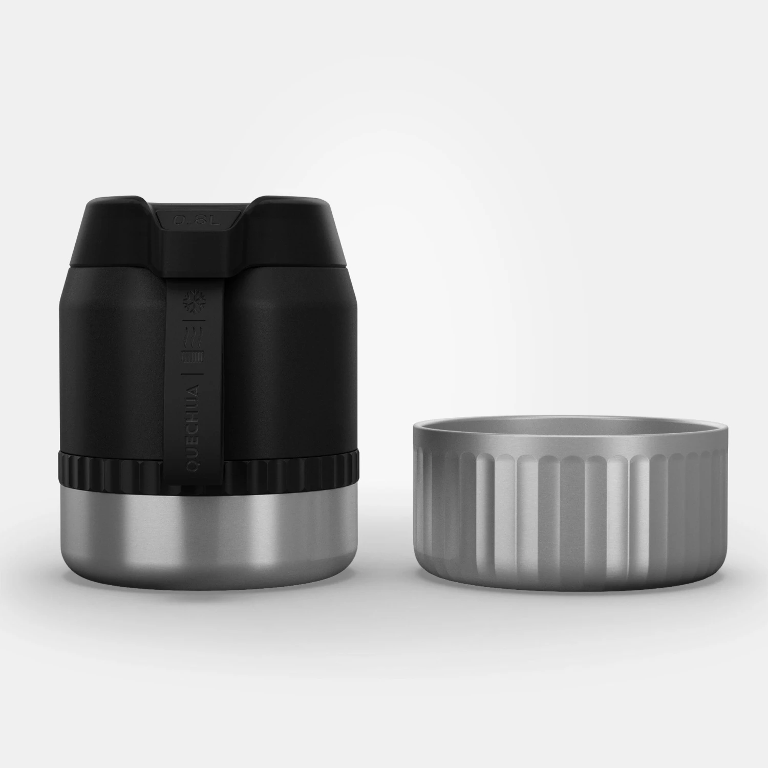 Quechua Stainless Steel Isothermal Food Box For Hiking MH500 0.8 L With Bowl Black - Image 3