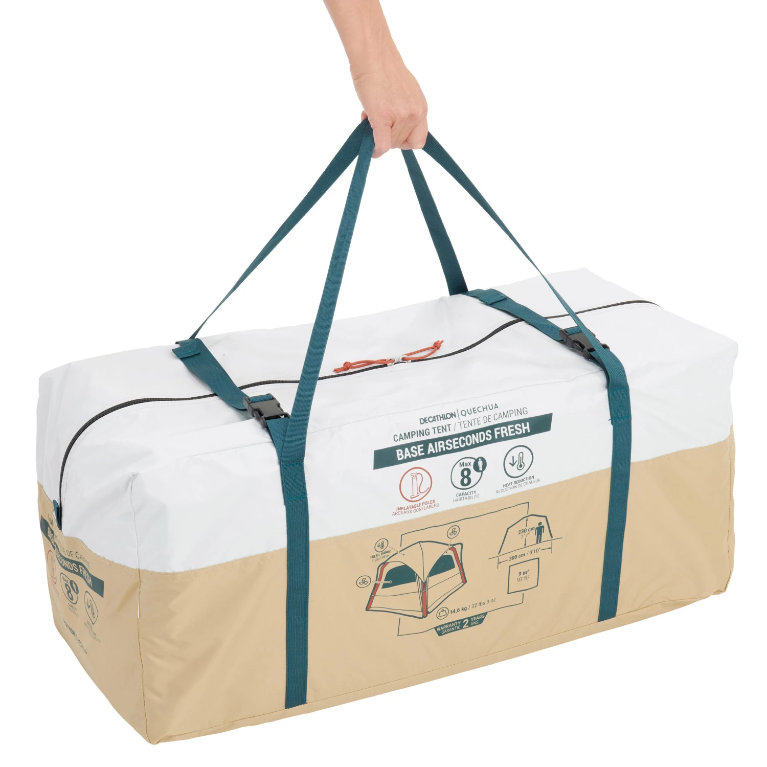 Quechua 8 Man Inflatable Camping Living Area - Base Air Seconds Fresh - Image 15