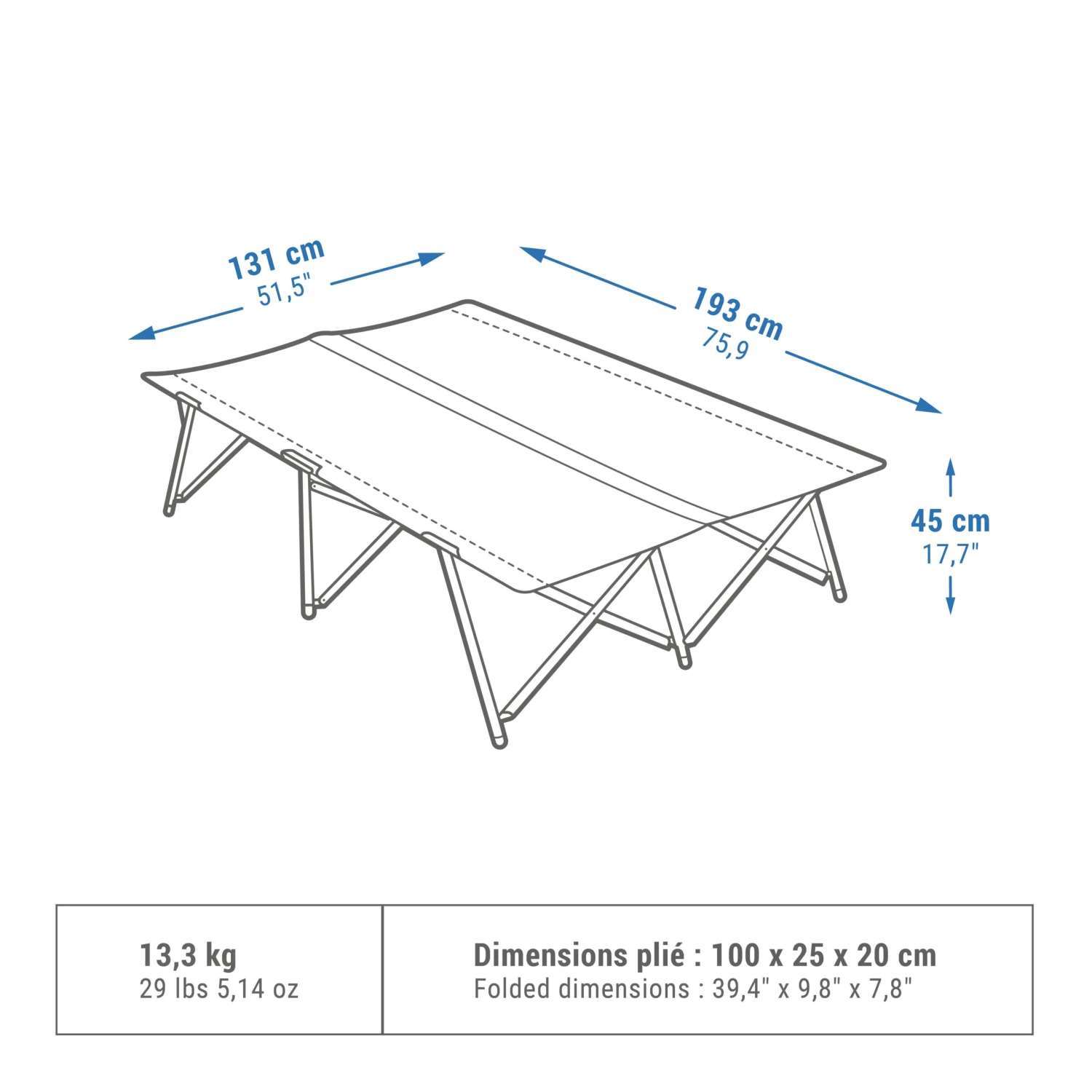 Quechua CAMP BED FOR CAMPING - DOUBLE CAMP BED SECOND 130 CM - Image 2