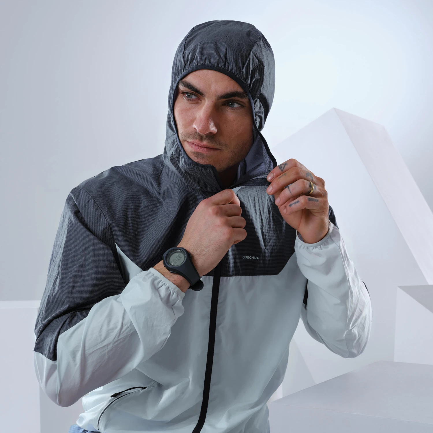 Quechua Men’s Fast Hiking Windbreaker Jacket FH500 Helium Wind Grey - Image 8